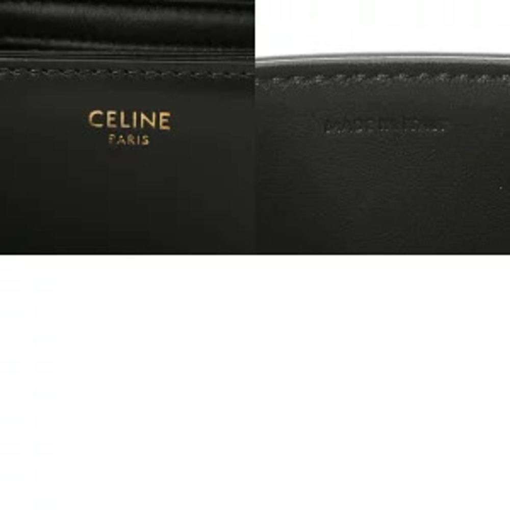 Celine Teen Triomphe Bag Black Shiny Calf Leather Shoulder - Picture 9 of 9
